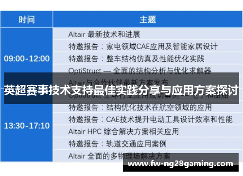 英超赛事技术支持最佳实践分享与应用方案探讨