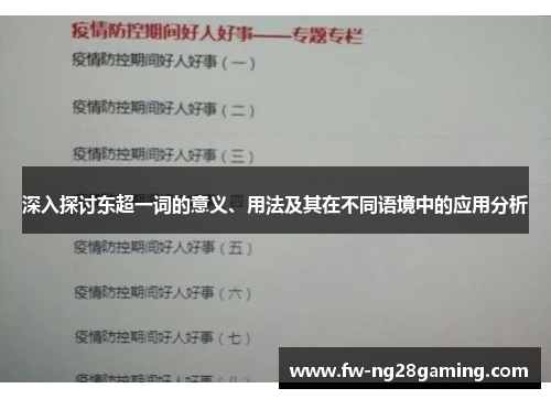 深入探讨东超一词的意义、用法及其在不同语境中的应用分析 深入探讨东超一词的意义、用法及其在不同语境中的应用分析