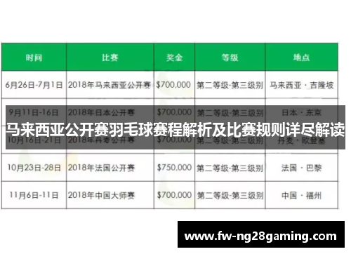 马来西亚公开赛羽毛球赛程解析及比赛规则详尽解读